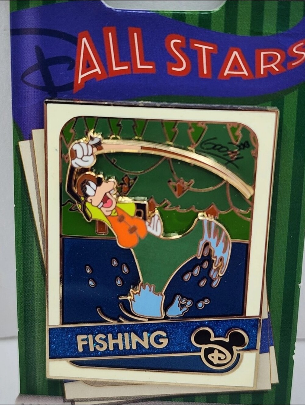 Disney Parks All Stars Trading Cards Goofy Fishing Pin LE 4000